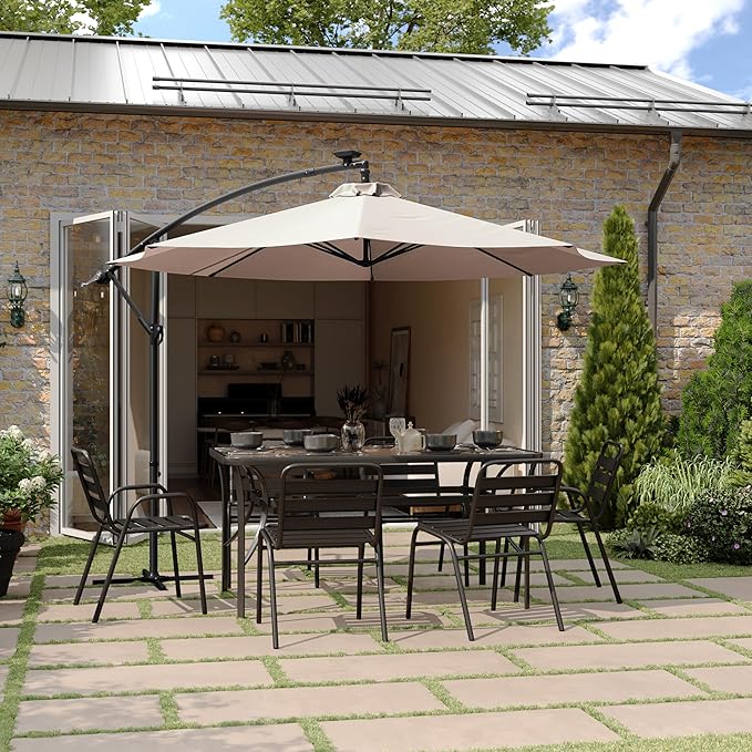 Flash Furniture Sedona Round Solar Cantilever Umbrella, Commercial Grade by FlashFurniture