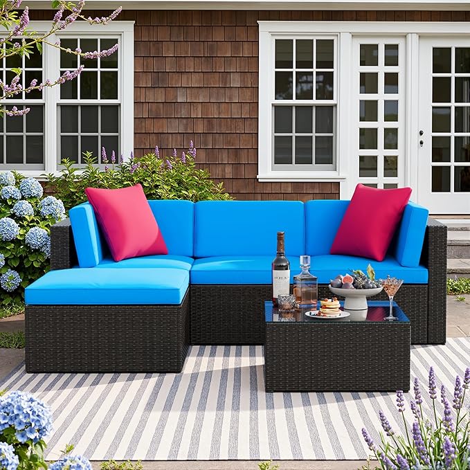 Devoko 5 Pieces Patio Furniture Sets All Weather Outdoor Sectional Patio Sofa by DEVOKO