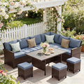 Wisteria Lane 7 Piece Patio Furniture Set, High Curved Back Wicker Patio by WisteriaLane