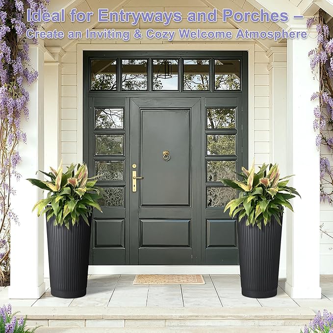 24in Tall Self-Watering Planters Set of 2 - Image 3