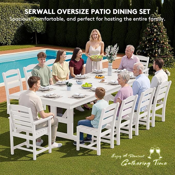 SERWALL Outdoor Dining Chairs Set of 4, All-Weather HDPE Patio Chair - Image 5