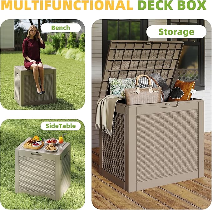 31 Gallon Outdoor Storage Box Weather Resistant UV Protection Waterproof Resin - Image 6