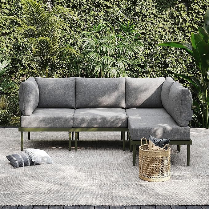 Sundale Outdoor 4 Pieces Patio Furniture Set, Metal Sectional Sofa Patio by SundaleOutdoor