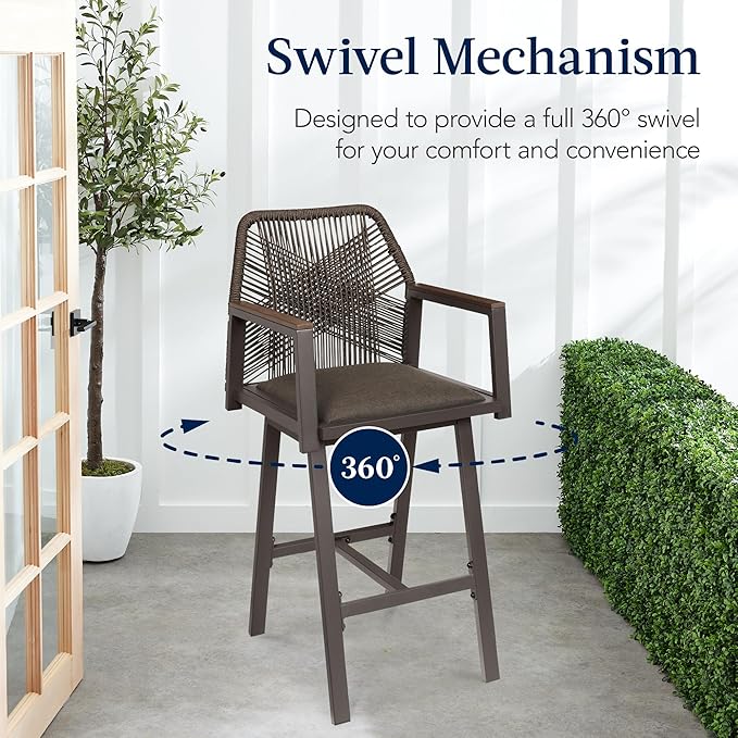 Best Choice Products Outdoor Bar Stools Set of 2, Bar Height, 360° Swivel - Image 4