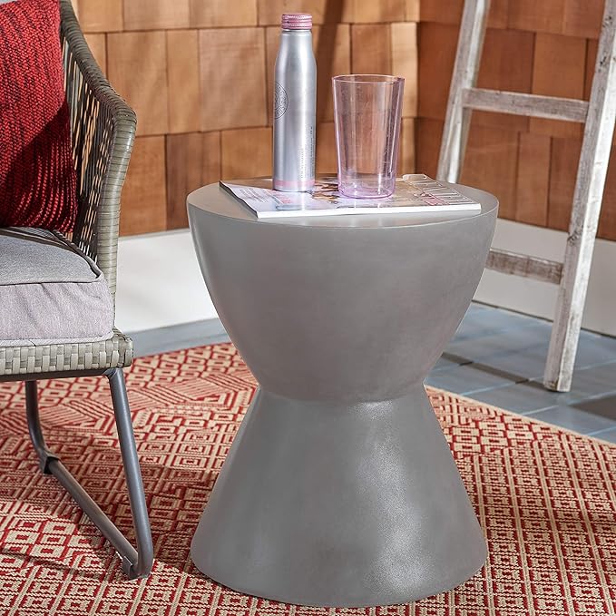 Safavieh Outdoor Collection Athena Modern Concrete Dark Grey Round 17.7-inch - Image 8
