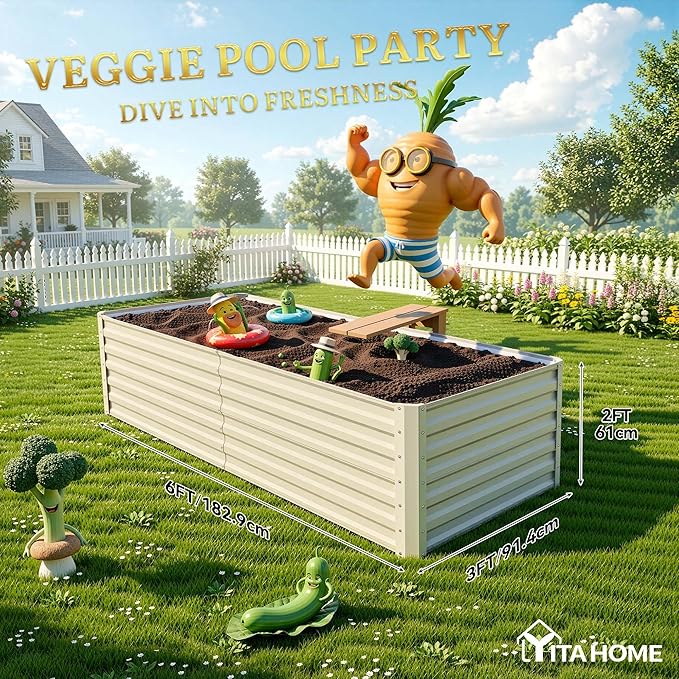 YITAHOME 6x3x2ft 2pcs Large Raised Garden Bed Kit, Galvanized Metal Planter Box - Image 8