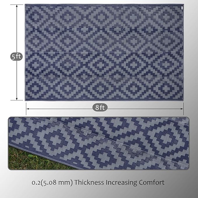 SAND MINE Reversible Mats, Plastic Straw Rug, Modern Area Rug, Large Floor Mat - Image 2