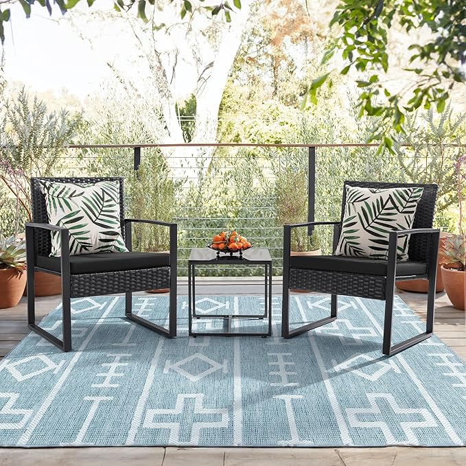 Flamaker 3 Pieces Outdoor Patio Wicker Furniture Set, Modern Rattan Chair - Image 5