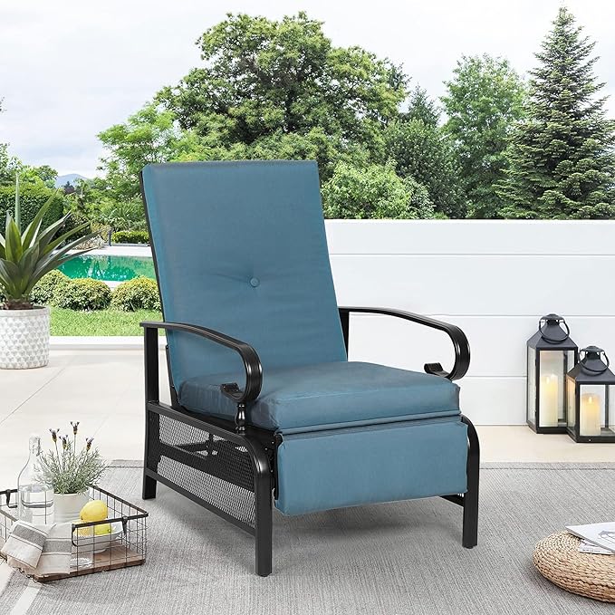 Oakcloud Adjustable Outdoor Lounge Chair Metal Patio Relaxing Recliner Chair - Image 2