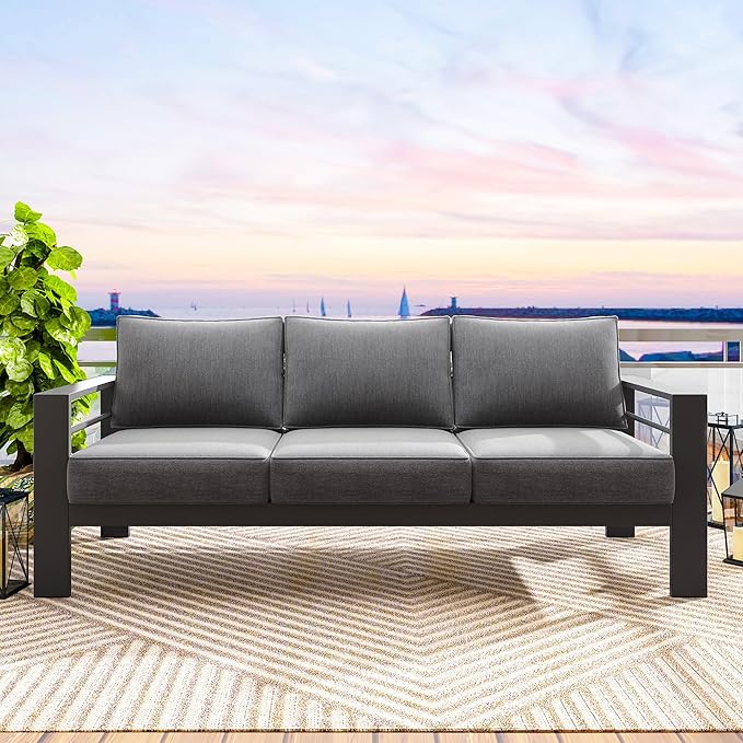 Solaste Outdoor Couch Aluminum Patio Furniture Sofa, 3-Seat All-Weather Metal - Image 6