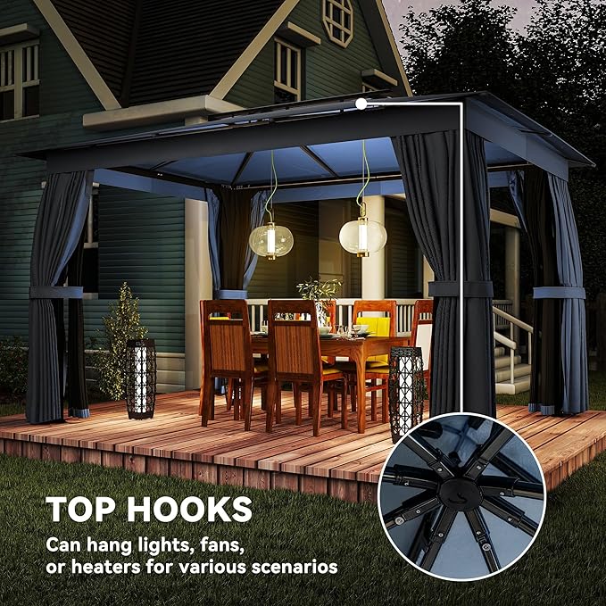 Outsunny 10' x 12' Outdoor Patio Gazebo, Heavy Duty Gazebo Canopy Shelter - Image 8