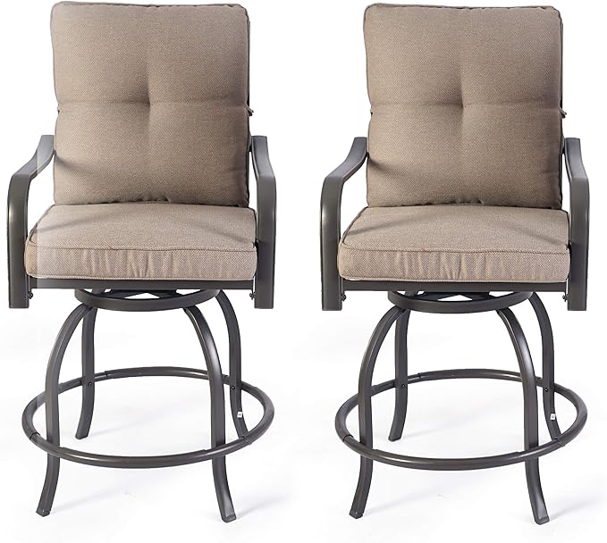 Kozyard Isabella Outdoor Swivel Bar Chairs, Counter Height Patio Bar Stools Set by Kozyard