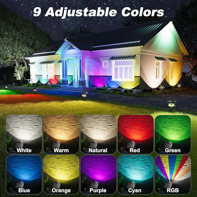 Solar Spot Lights Outdoor Waterproof IP68, RGB Colors Changing Solar Lights - Image 2