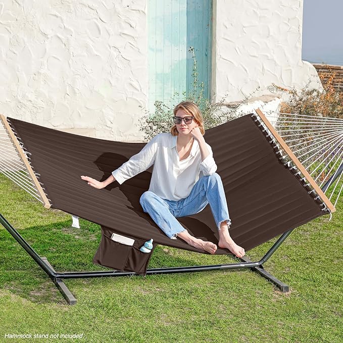 2 Person 12FT Hammocks for Outside, Double Quilted Fabric Outdoor Hammock - Image 2