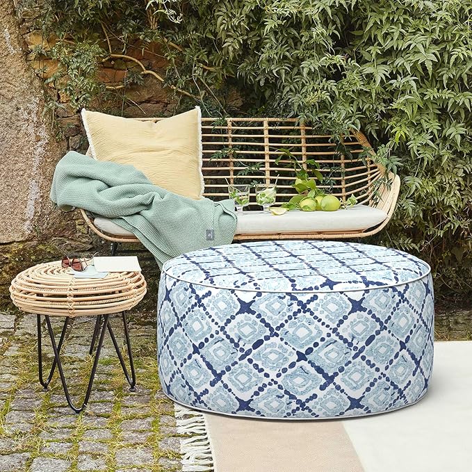 LVTXIII Outdoor Inflatable Ottoman, Fade-Resistant Round Footrest Stool D31”x - Image 8