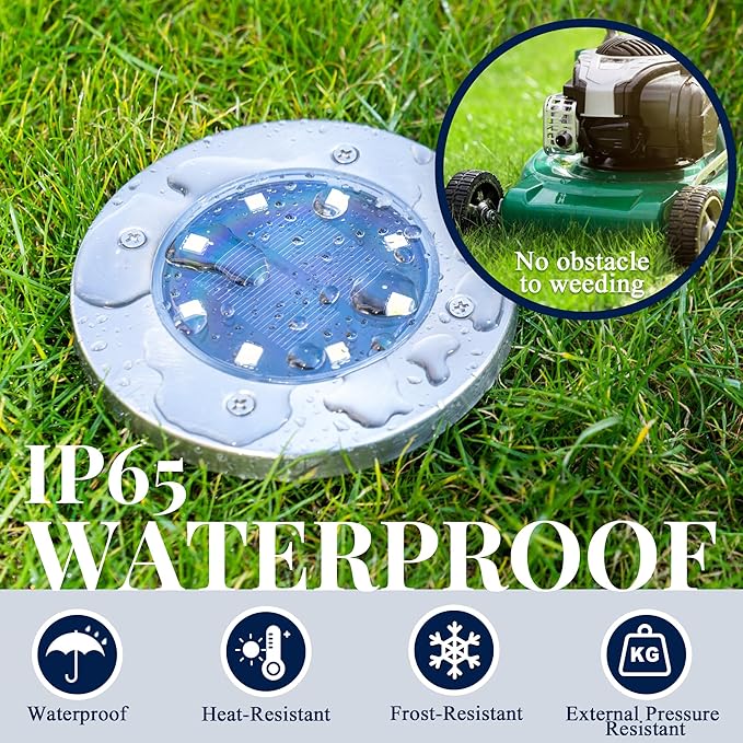 SOLPEX Solar Ground Lights, 12 Pack Solar Lights Outdoor Waterproof, 8 LED - Image 6
