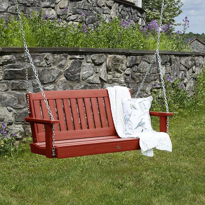 Highwood Lehigh Porch Swing, 4 Feet, Rustic Red - Image 2