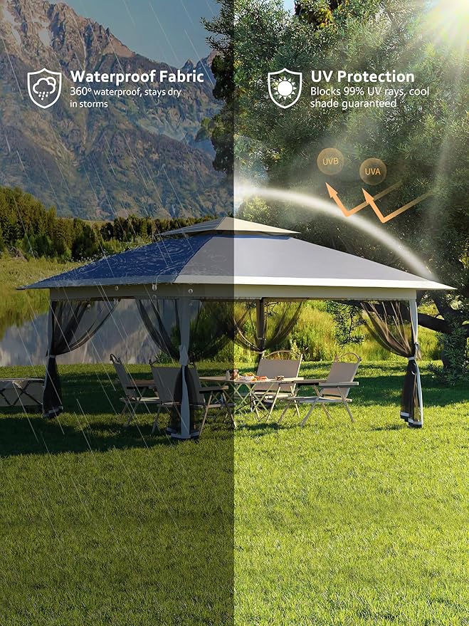 13 X 13FT Pop Up Gazebo, Canopy Tent, Gazebos on Clearance, Patio Folding Canopy - Image 4