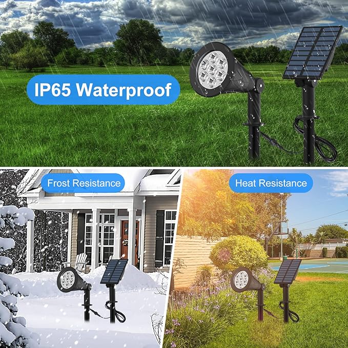 T-SUNUS RGB Solar Landscape Spotlights Christmas, Color Changing Spot Lights - Image 2