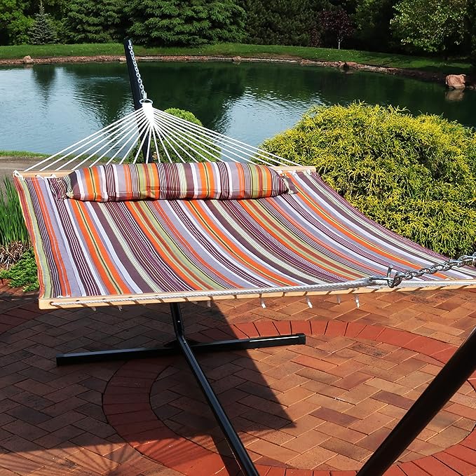 Sunnydaze Quilted Outdoor Hammock - Image 2
