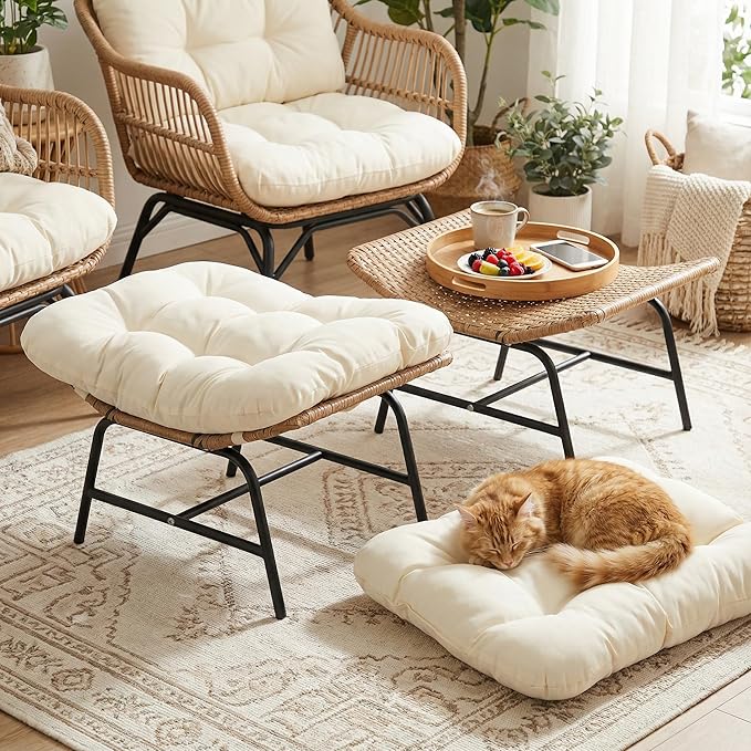 NICESOUL Indoor Outdoor Ottoman Set of 2, Large Wide Double Patio Footstool - Image 4