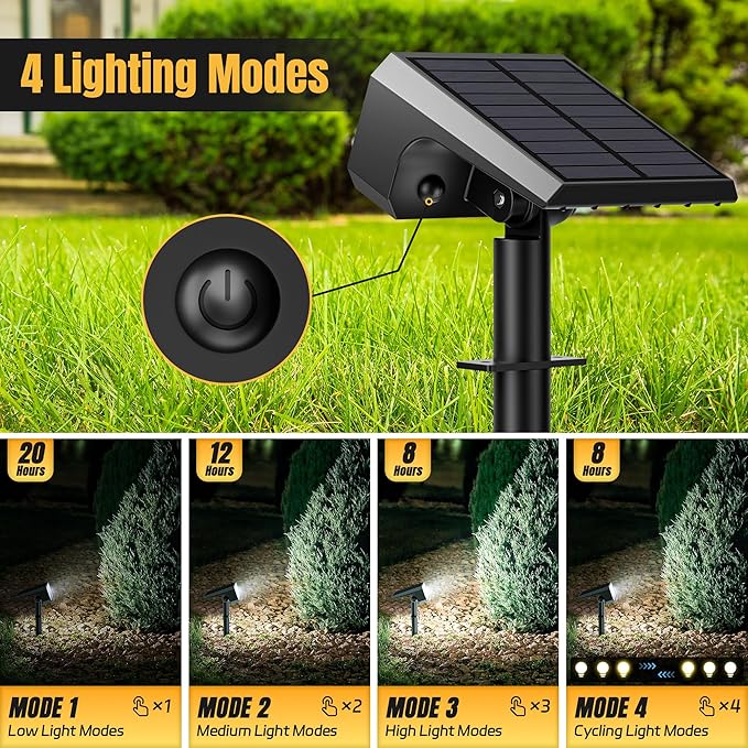 Solar Spot Lights Outdoor, 4 Modes Auto On/Off Solar Landscape Spotlights - Image 3