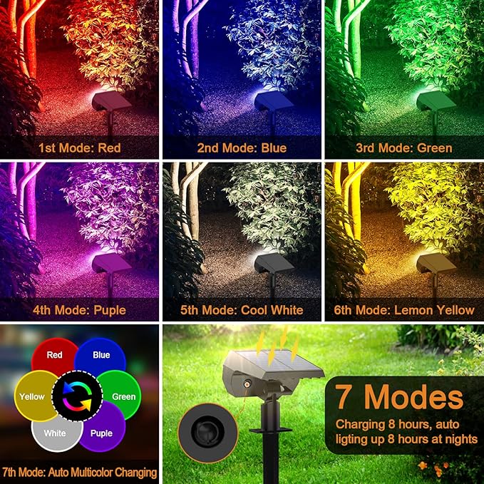 Solar Spot Lights Outdoor Color Changing, Christmas IP65 Waterproof Landscape - Image 4