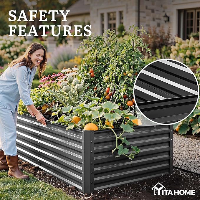 YITAHOME 6pcs 8x4x2 ft Galvanized Raised Garden Bed Kit, Large Metal Planter Box - Image 6