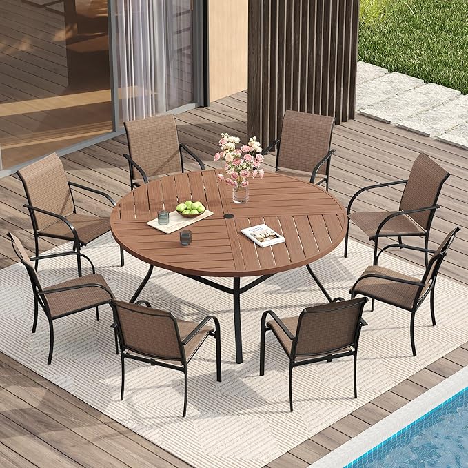 VICLLAX Round Patio Table with Adjustable Umbrella Hole - Image 7