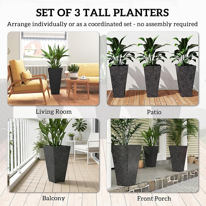 Outsunny 28 Inch Tall Planters for Outdoor Plants, Stackable Tapered Large - Image 4