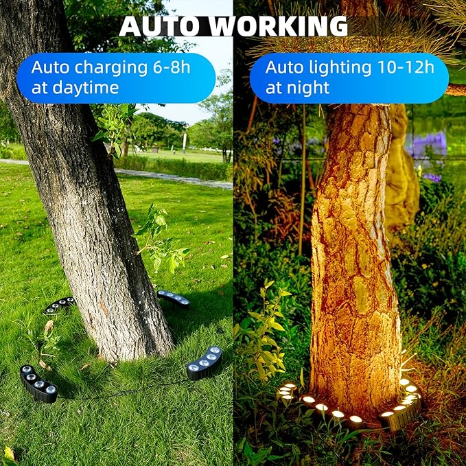 Solar Palm Tree Lights Outdoor, 2000MAH Ring LED Landscape Uplights - Image 5