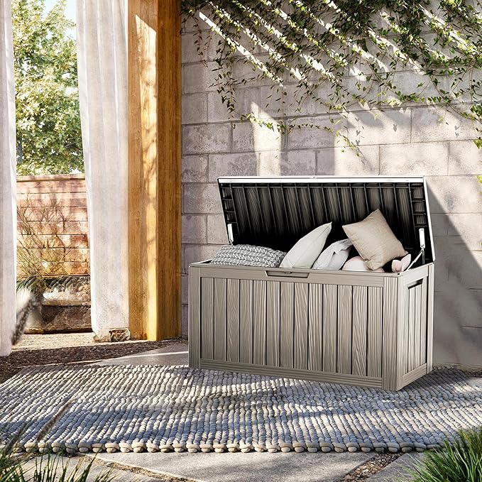 TARKARI 80 Gallon Lockable Resin Deck Box, Waterproof & UV-Resistant Outdoor - Image 4
