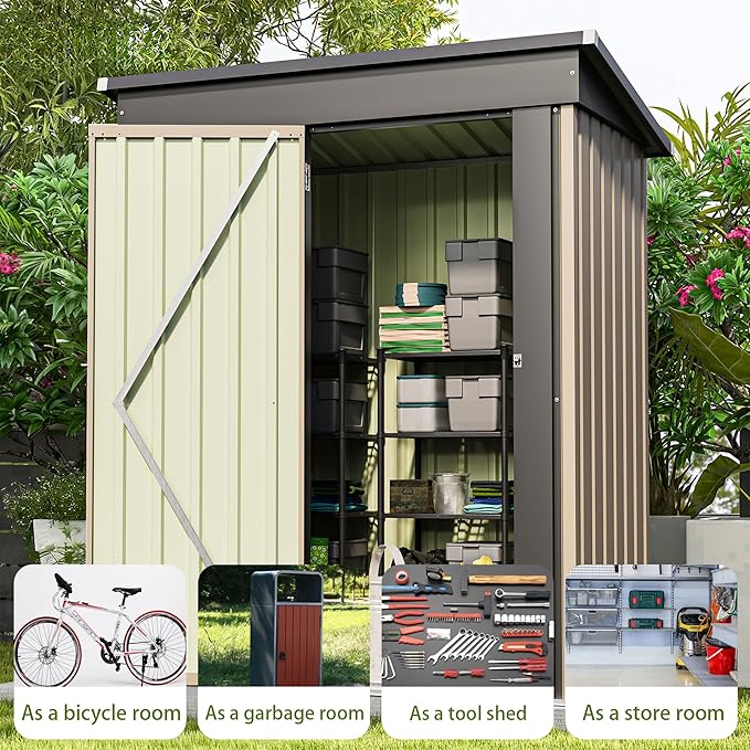 Patiowell 5x3 FT Outdoor Storage Shed, Tool Shed - Image 2
