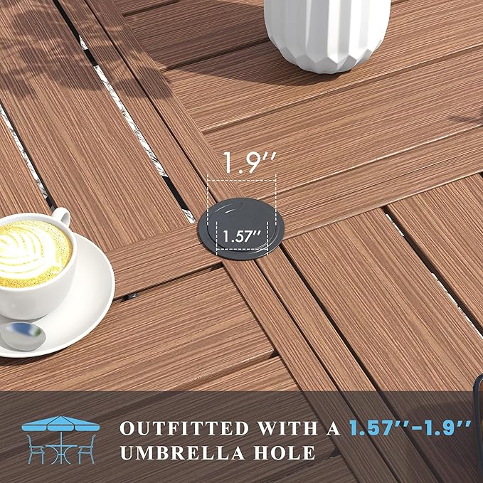 VICLLAX Patio Table and Chair Set of 6, All Weather Metal Round Outdoor Dining - Image 5