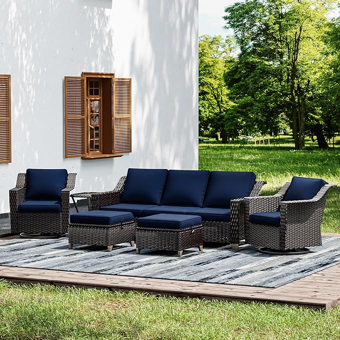 Joyside Wicker Patio Furniture Sets, 6 Pieces Upgraded Large Size Outdoor by Joyside