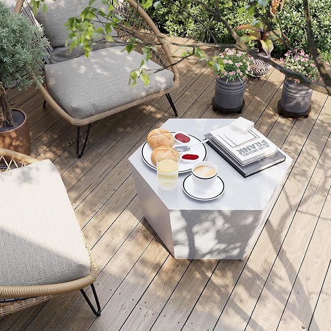UPHA Outdoor Hexagon Coffee Table, Small Modern Minimalist Accent Tables - Image 6