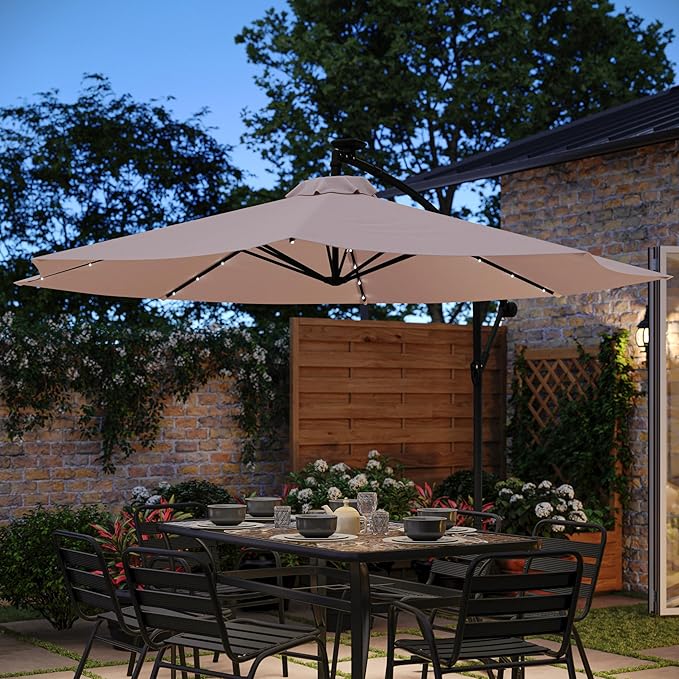 Flash Furniture Sedona Round Solar Cantilever Umbrella, Commercial Grade - Image 4
