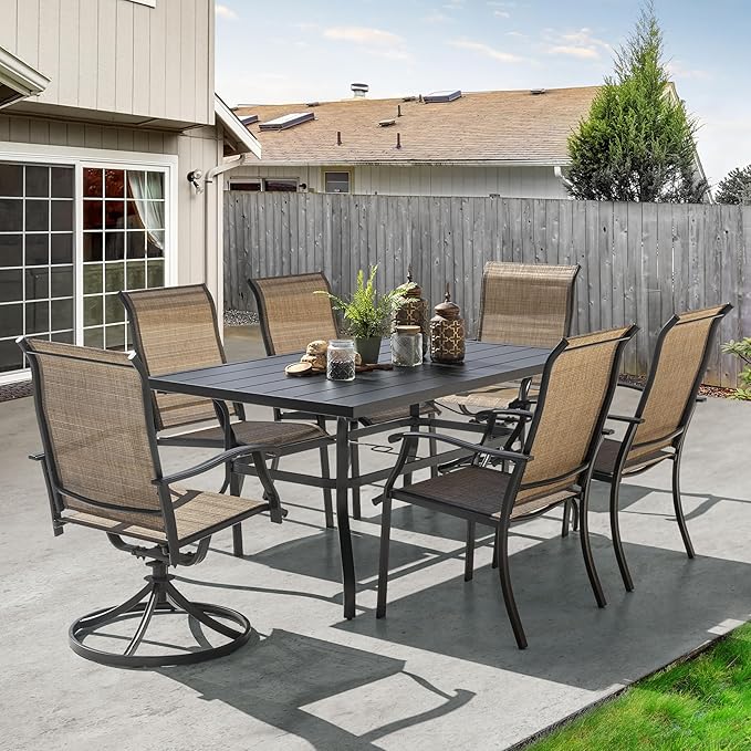 NUU GARDEN 7 Pieces Outdoor Dining Sets, Textilene Swivel Patio Table and - Image 4