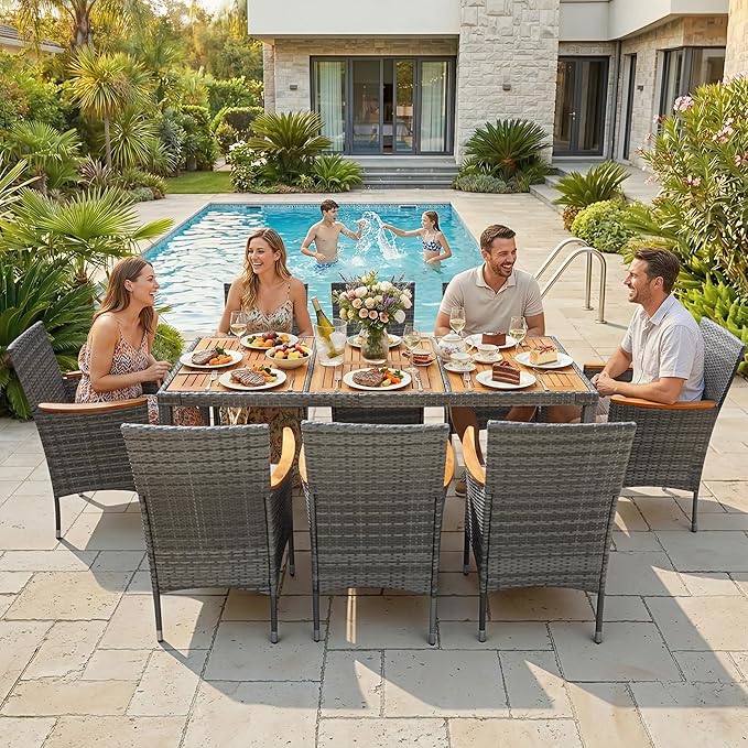 Greesum 9 Pieces Outdoor Patio Dining Set, Conversation Sets - Image 6