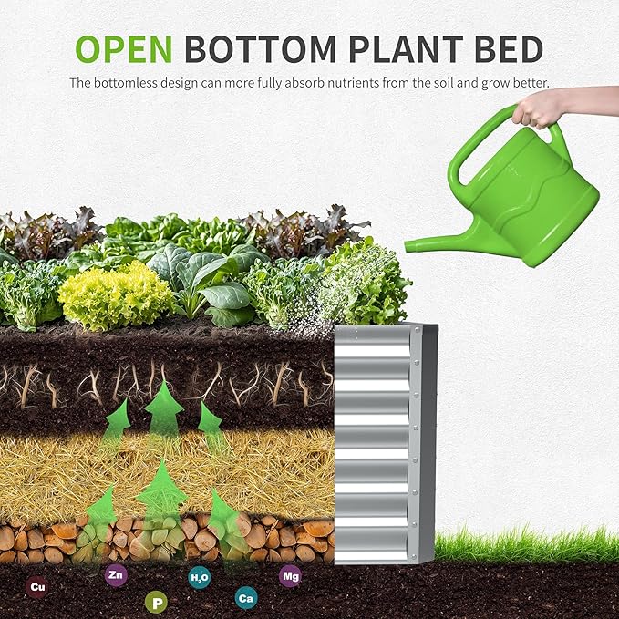 4X2X2ft Galvanized Raised Garden Bed, Outdoor Planter Box Metal Patio Kit - Image 3