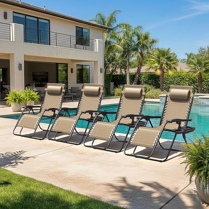 Homall Zero Gravity Chair Patio Folding Lawn Outdoor Lounge Gravity Camp - Image 5