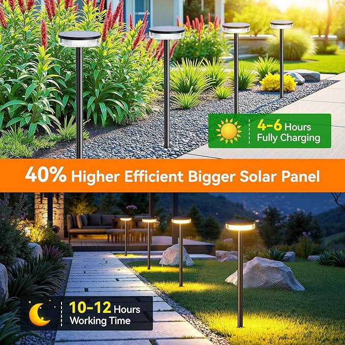 LETMY Solar Pathway Lights Outdoor, 2 Pack 2X Brighter Solar Lights Outdoor - Image 4