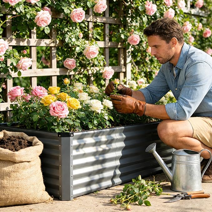 GARDMAX 8x4x2FT Galvanized Raised Garden Bed Kit, Metal Planter Boxes Outdoor - Image 8