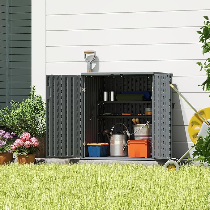 EHHLY Heavy Duty Small Storage Cabinet Outdoor Weatherproof, 14 Cuft Garage - Image 4
