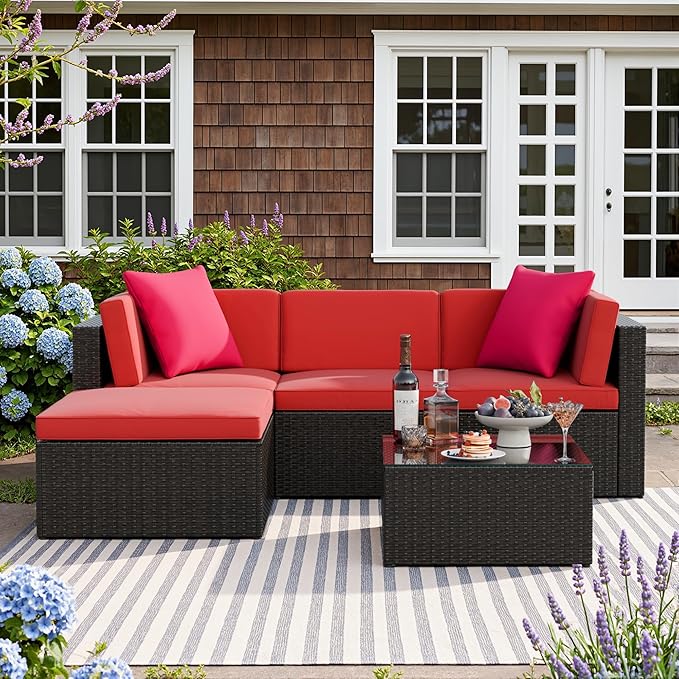 Devoko 5 Pieces Patio Furniture Sets All Weathevr Outdoor Sectional Patio Sofa by DEVOKO