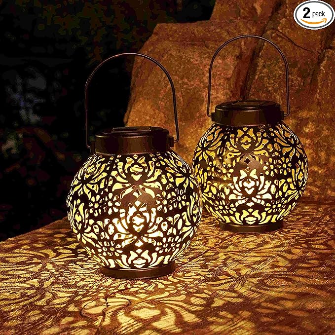 Set of 2 Solar Lantern Outdoor Hanging Decorative Lights by DAMAYCA