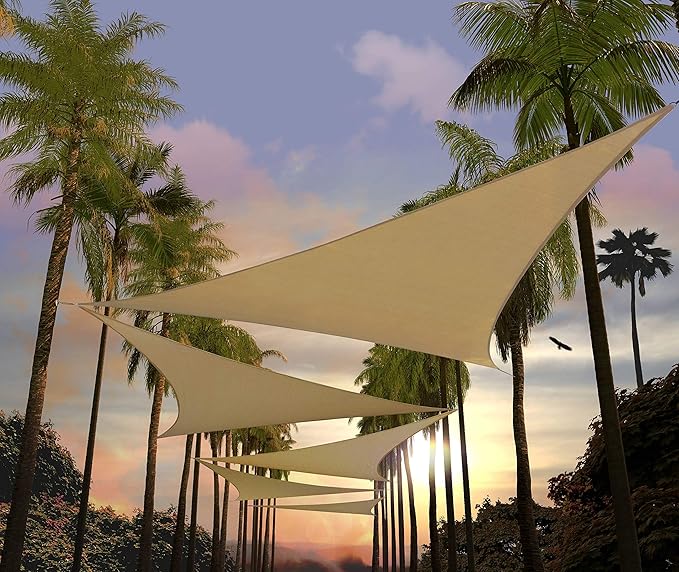 Amgo Custom Size 9' x 9' x 9' Sand Beige Triangle Sun Shade Sail UPF50+ by Amgo