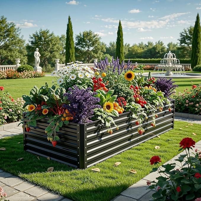 YITAHOME 6x3x2ft Large Raised Garden Bed Kit, Galvanized Metal Planter Box - Image 2