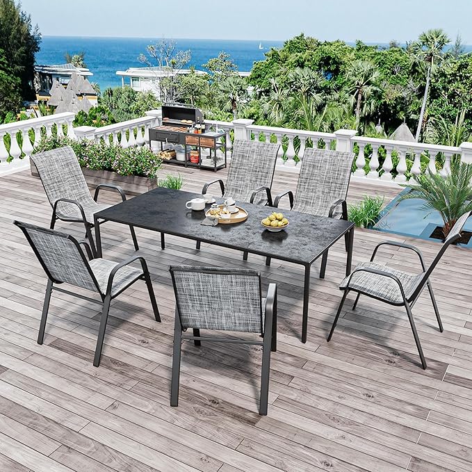 Patio Chairs Set of 4, Stackable Outdoor Dining Chairs - Image 8