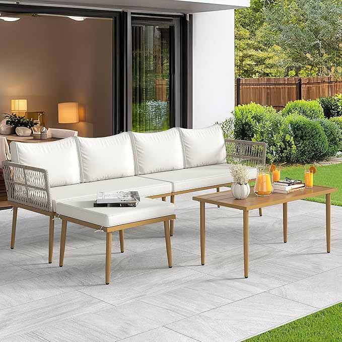 YITAHOME Patio Furniture Set, 6 Pieces Outdoor Rattan Woven Sectional Sofa by YITAHOME